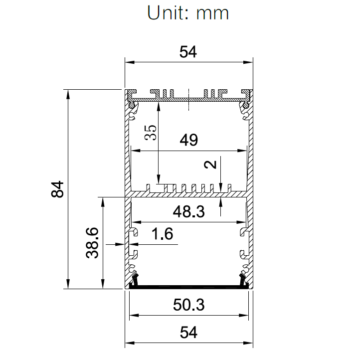HL-A046 Aluminum Profile - Inner Width 48mm(1.88inch) - LED Strip Anodizing Extrusion Channel HL-A046 Aluminum Profile - Inner Width 48mm(1.88inch) - LED Strip Anodizing Extrusion Channel